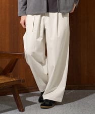 KHLED07069 a.v.v MEN(アー・ヴェ・ヴェ) ＼大人の美シルエットワイドパンツ／ベルト付きワイドテーパードチノパンツ【イージーケア/洗濯機で洗える/毛玉になりにくい/ストレッチ】 アイボリー