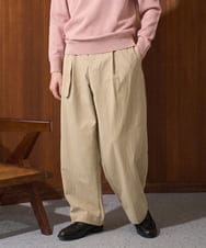 KHLED07069 a.v.v MEN(アー・ヴェ・ヴェ) ＼大人の美シルエットワイドパンツ／ベルト付きワイドテーパードチノパンツ【イージーケア/洗濯機で洗える/毛玉になりにくい/ストレッチ】 ベージュ
