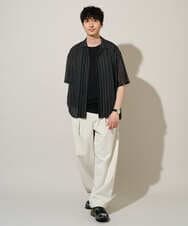 KHLED07069 a.v.v MEN(アー・ヴェ・ヴェ) ＼大人の美シルエットワイドパンツ／ベルト付きワイドテーパードチノパンツ【イージーケア/洗濯機で洗える/毛玉になりにくい/ストレッチ】 ベージュ