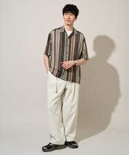KHLED07069 a.v.v MEN(アー・ヴェ・ヴェ) ＼大人の美シルエットワイドパンツ／ベルト付きワイドテーパードチノパンツ【イージーケア/洗濯機で洗える/毛玉になりにくい/ストレッチ】 ベージュ