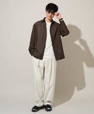 KHLED07069 a.v.v MEN(アー・ヴェ・ヴェ) ＼大人の美シルエットワイドパンツ／ベルト付きワイドテーパードチノパンツ【イージーケア/洗濯機で洗える/毛玉になりにくい/ストレッチ】 ベージュ