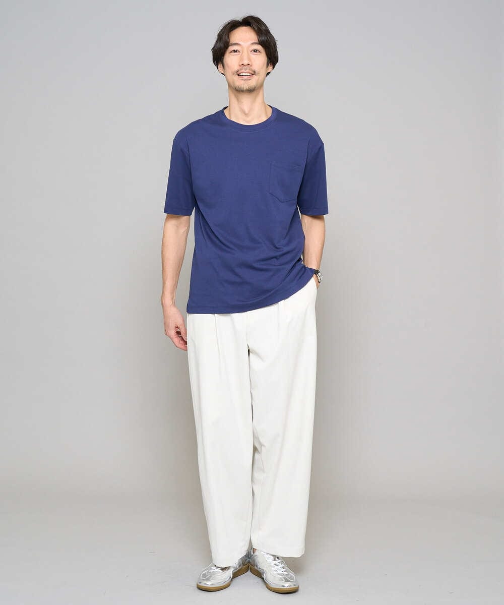 KHLED07069 a.v.v MEN(アー・ヴェ・ヴェ) ＼大人の美シルエットワイドパンツ／ベルト付きワイドテーパードチノパンツ【イージーケア/洗濯機で洗える/毛玉になりにくい/ストレッチ】 ベージュ