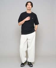 KHLED07069 a.v.v MEN(アー・ヴェ・ヴェ) ＼大人の美シルエットワイドパンツ／ベルト付きワイドテーパードチノパンツ【イージーケア/洗濯機で洗える/毛玉になりにくい/ストレッチ】 ベージュ