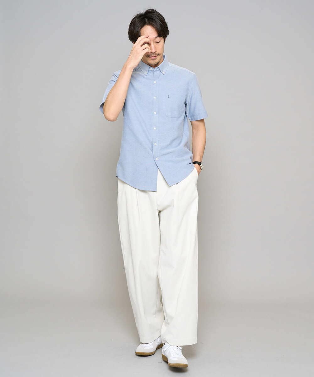 KHLED07069 a.v.v MEN(アー・ヴェ・ヴェ) ＼大人の美シルエットワイドパンツ／ベルト付きワイドテーパードチノパンツ【イージーケア/洗濯機で洗える/毛玉になりにくい/ストレッチ】 ベージュ