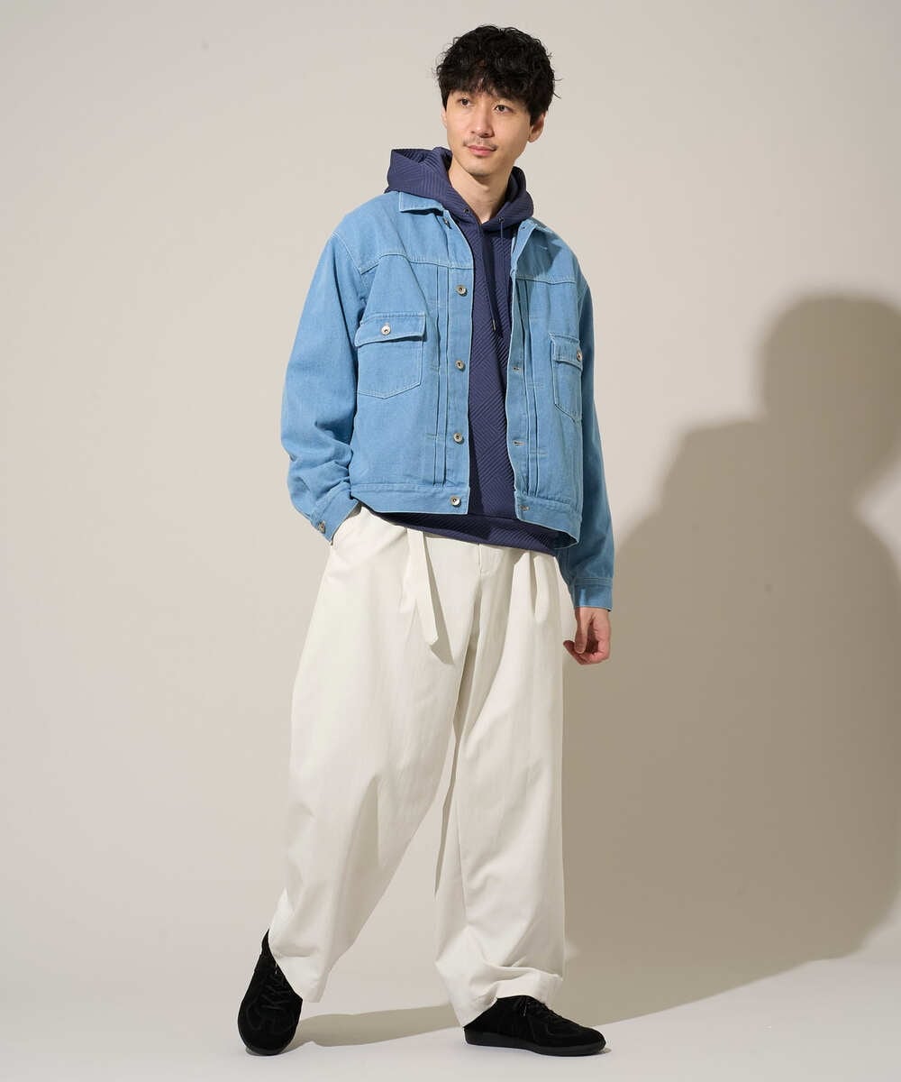 KHLED07069 a.v.v MEN(アー・ヴェ・ヴェ) ＼大人の美シルエットワイドパンツ／ベルト付きワイドテーパードチノパンツ【イージーケア/洗濯機で洗える/毛玉になりにくい/ストレッチ】 ベージュ