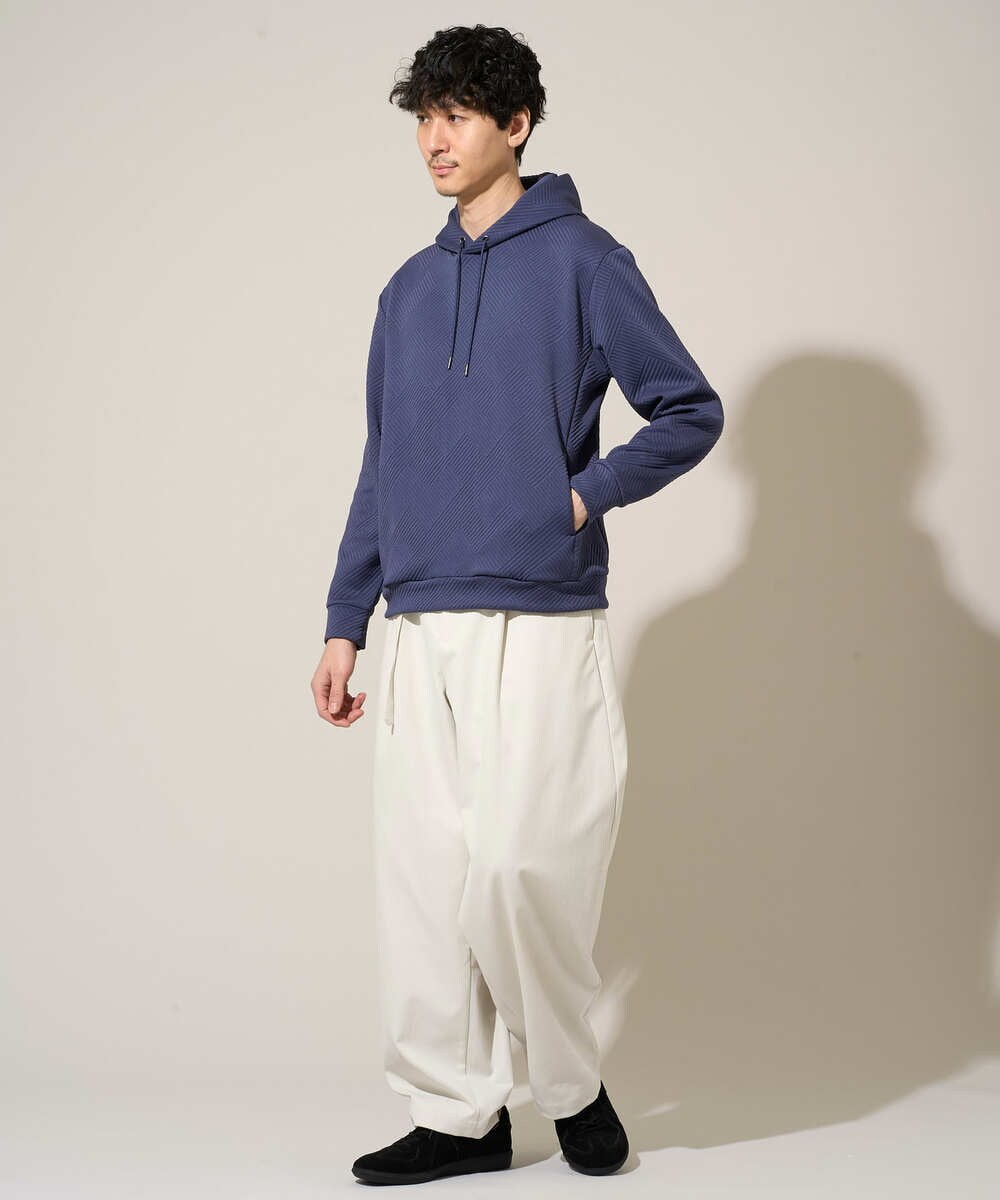 KHLED07069 a.v.v MEN(アー・ヴェ・ヴェ) ＼大人の美シルエットワイドパンツ／ベルト付きワイドテーパードチノパンツ【イージーケア/洗濯機で洗える/毛玉になりにくい/ストレッチ】 ベージュ