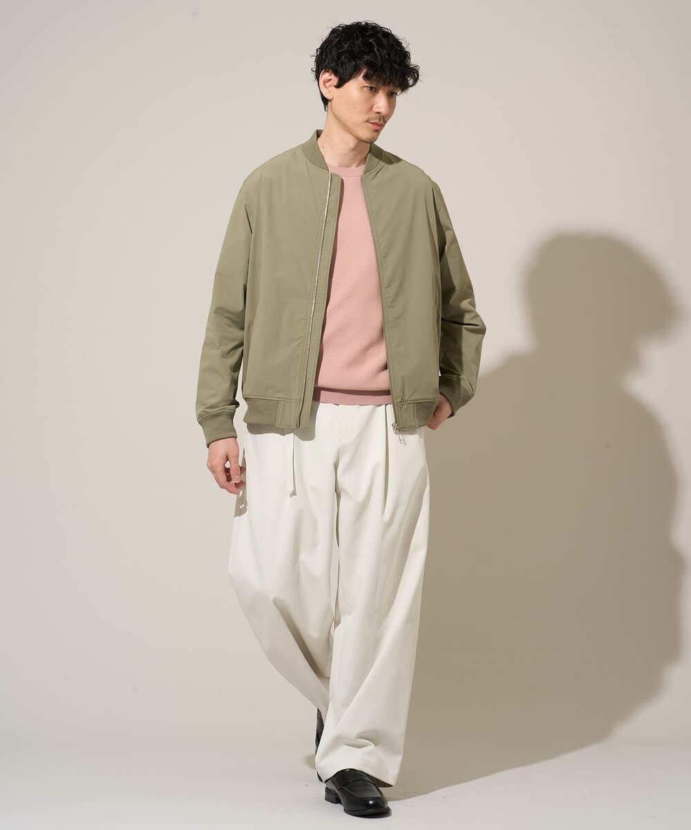 KHLED07069 a.v.v MEN(アー・ヴェ・ヴェ) ＼大人の美シルエットワイドパンツ／ベルト付きワイドテーパードチノパンツ【イージーケア/洗濯機で洗える/毛玉になりにくい/ストレッチ】 ベージュ