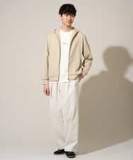 KHLED07069 a.v.v MEN(アー・ヴェ・ヴェ) ＼大人の美シルエットワイドパンツ／ベルト付きワイドテーパードチノパンツ【イージーケア/洗濯機で洗える/毛玉になりにくい/ストレッチ】 ベージュ