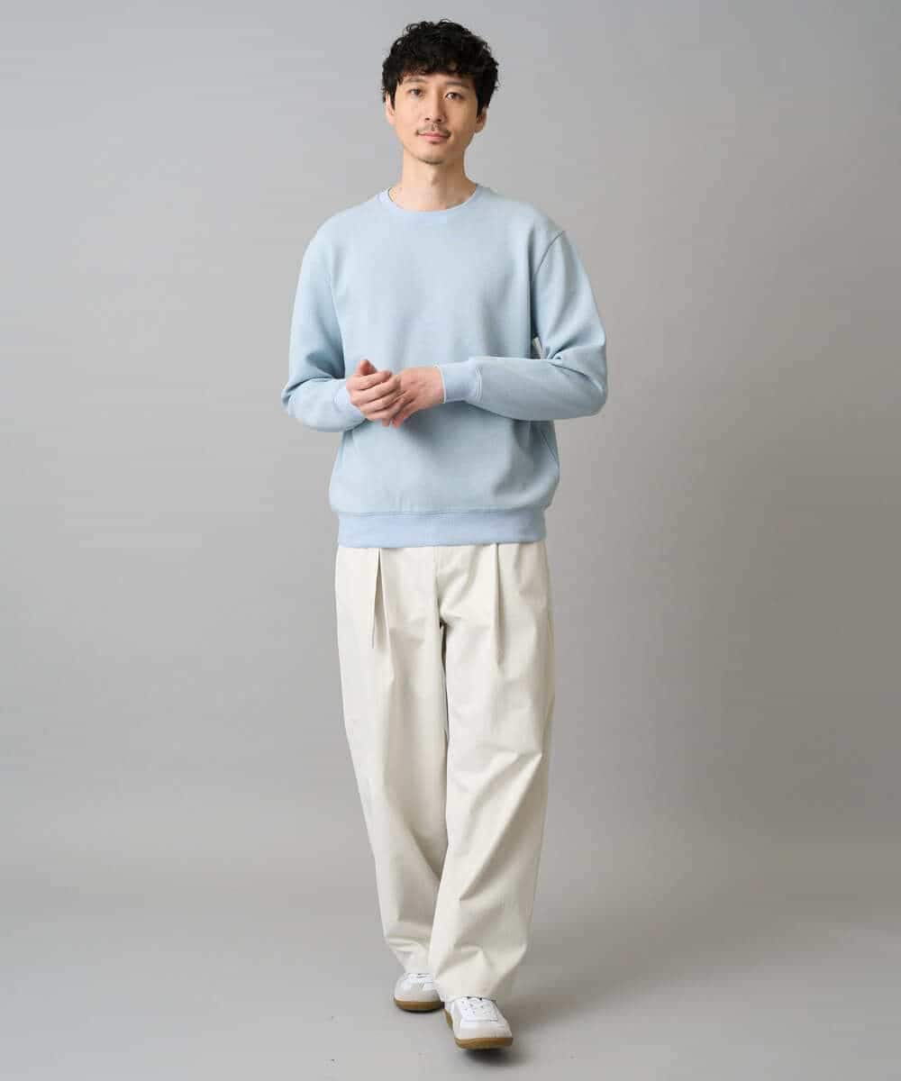 KHLED07069 a.v.v MEN(アー・ヴェ・ヴェ) ＼大人の美シルエットワイドパンツ／ベルト付きワイドテーパードチノパンツ【イージーケア/洗濯機で洗える/毛玉になりにくい/ストレッチ】 ベージュ