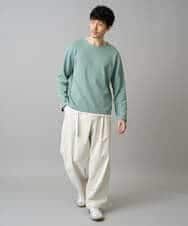 KHLED07069 a.v.v MEN(アー・ヴェ・ヴェ) ＼大人の美シルエットワイドパンツ／ベルト付きワイドテーパードチノパンツ【イージーケア/洗濯機で洗える/毛玉になりにくい/ストレッチ】 ベージュ