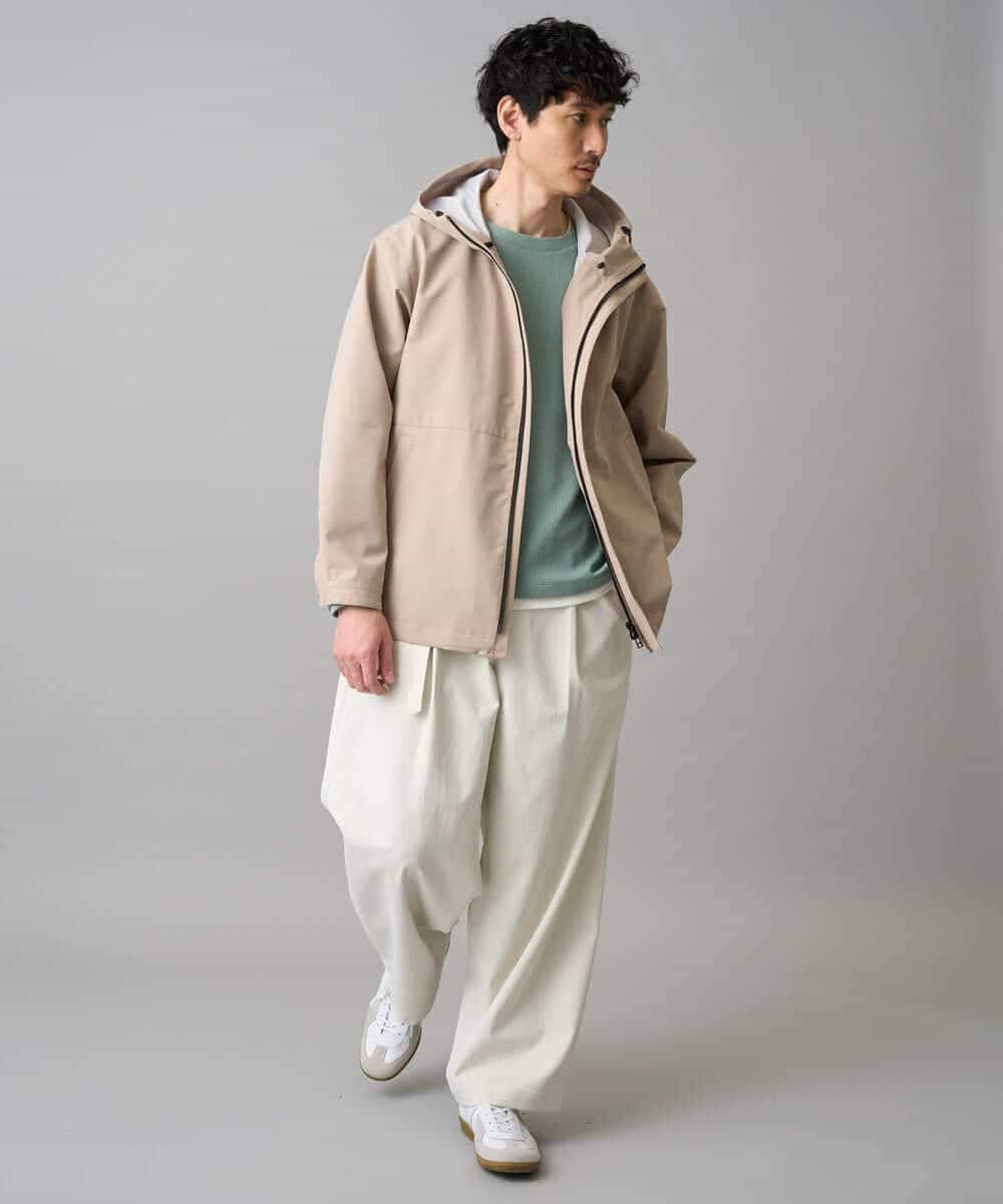 KHLED07069 a.v.v MEN(アー・ヴェ・ヴェ) ＼大人の美シルエットワイドパンツ／ベルト付きワイドテーパードチノパンツ【イージーケア/洗濯機で洗える/毛玉になりにくい/ストレッチ】 ベージュ