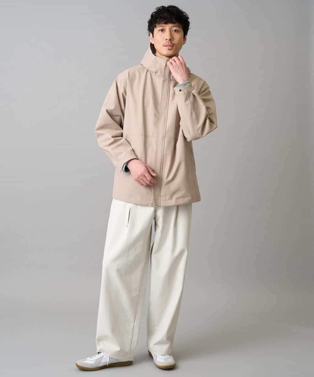 KHLED07069 a.v.v MEN(アー・ヴェ・ヴェ) ＼大人の美シルエットワイドパンツ／ベルト付きワイドテーパードチノパンツ【イージーケア/洗濯機で洗える/毛玉になりにくい/ストレッチ】 ベージュ