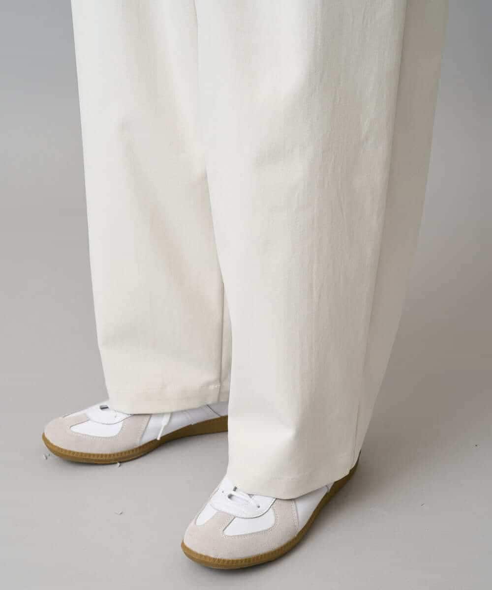 KHLED07069 a.v.v MEN(アー・ヴェ・ヴェ) ＼大人の美シルエットワイドパンツ／ベルト付きワイドテーパードチノパンツ【イージーケア/洗濯機で洗える/毛玉になりにくい/ストレッチ】 ベージュ