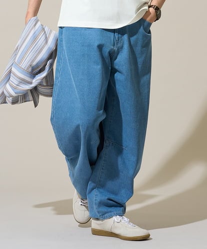 KHLED10069 a.v.v MEN 【洗濯機で洗える】デニムバレルレッグイージーパンツ