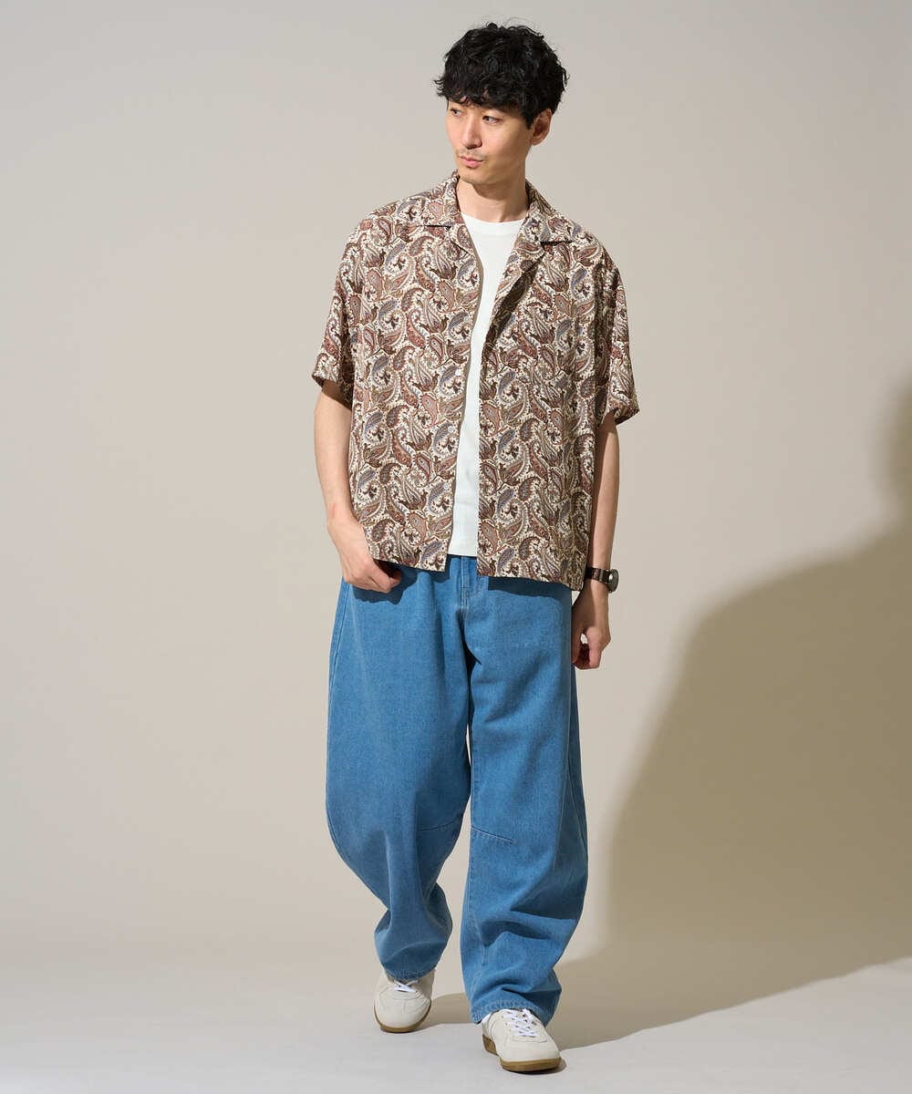 KHLED10069 a.v.v MEN(アー・ヴェ・ヴェ) ＼カジュアルの王道パンツ／デニムバレルレッグイージーパンツ【洗濯機で洗える】 ブラック