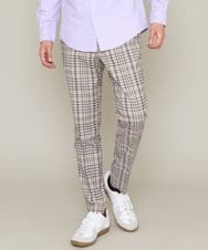 KHLES02059 a.v.v MEN(アー・ヴェ・ヴェ) 【軽撥水/ストレッチ】チェック柄スマートスラックス ベージュ