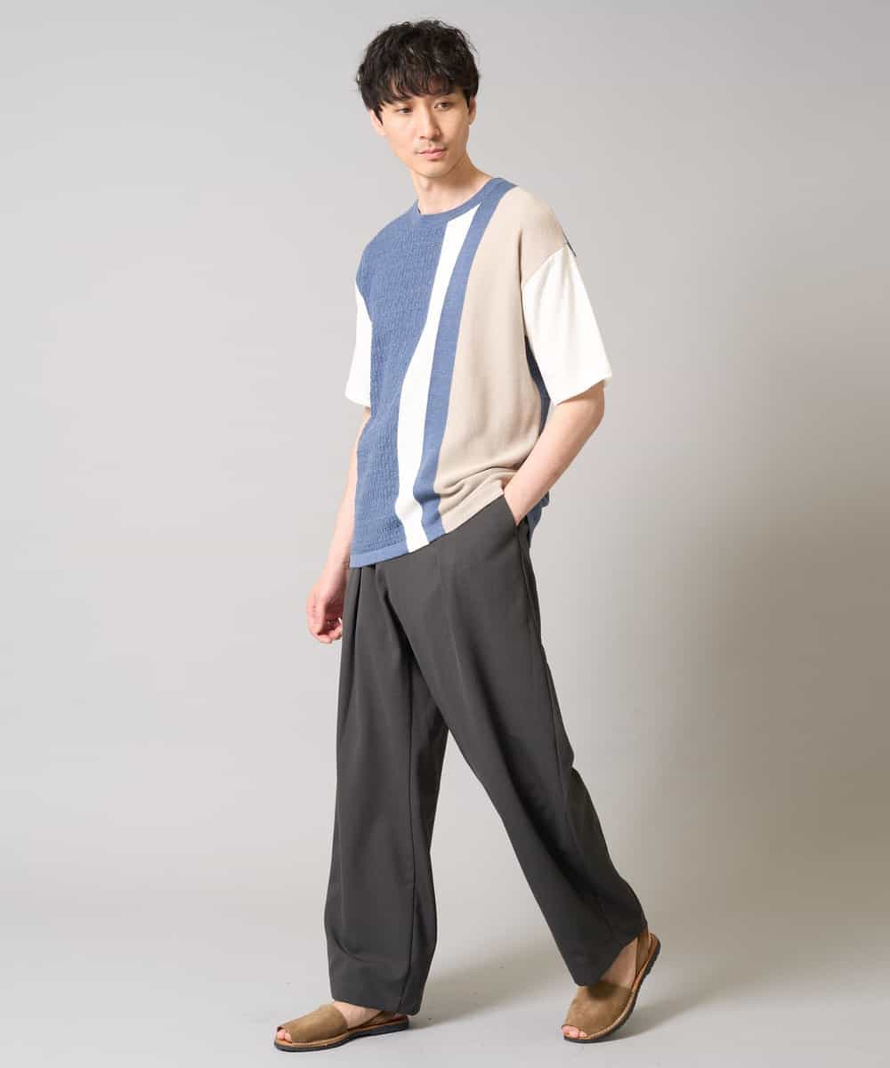 KHLGA36069 a.v.v MEN(アー・ヴェ・ヴェ) 【イージーケア/接触冷感/毛玉になりにくい】ドライオックスバレルレッグイージーパンツ ブラック