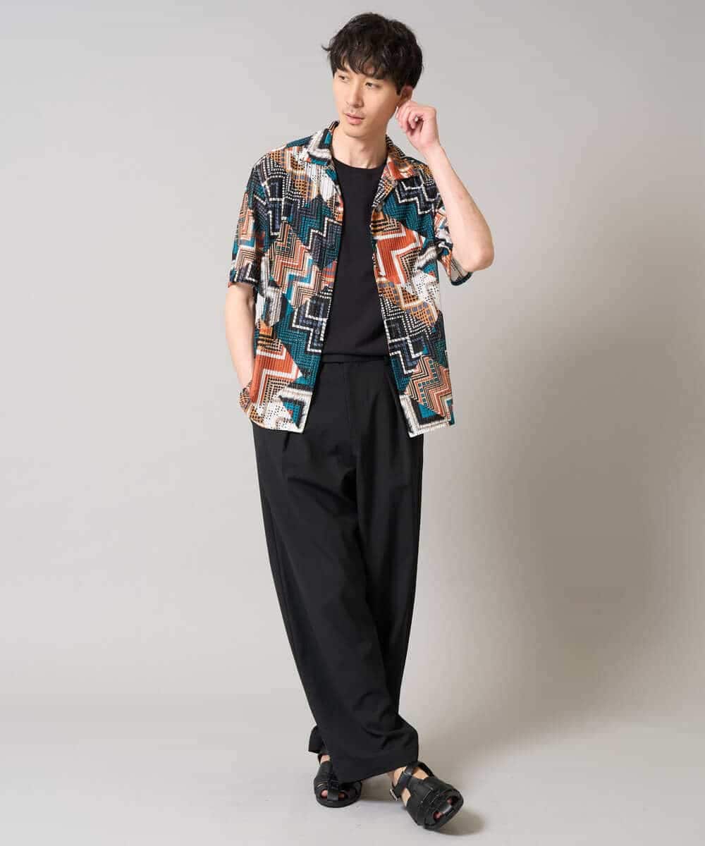 KHLGA36069 a.v.v MEN(アー・ヴェ・ヴェ) 【イージーケア/接触冷感/毛玉になりにくい】ドライオックスバレルレッグイージーパンツ ブラック