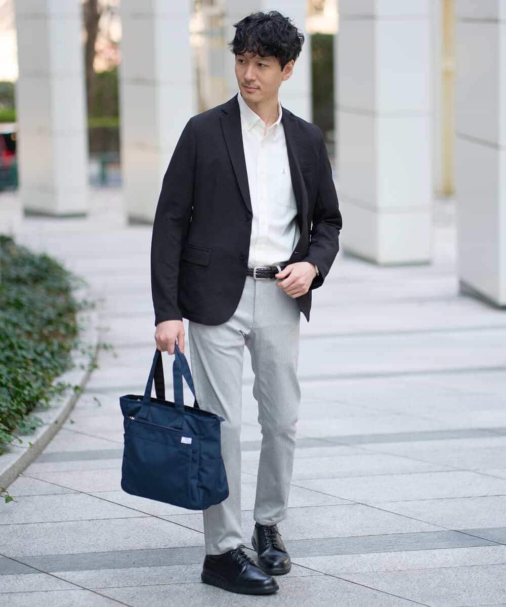 KHLGD15064 a.v.v MEN(アー・ヴェ・ヴェ) 【ひんやり快適ビジネス兼用パンツ】ヘリンボーンストレッチ５ポケットパンツ【接触冷感/ストレッチ/シワになりにくい/イージーケア/洗濯機で洗える/毛玉になりにくい】 ブラック