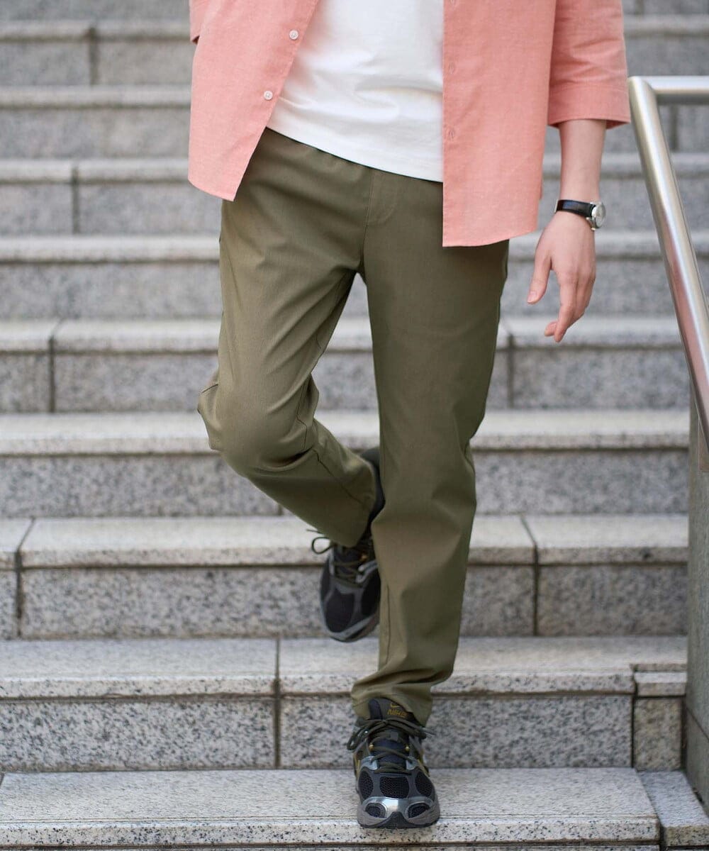 KHLGD37054 a.v.v MEN(アー・ヴェ・ヴェ) 人気のベーシック【 WEB限定 】スーパーストレッチ セミワイドパンツ（シーズンレス） カーキ