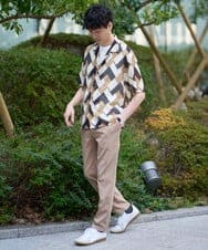 KHLGD37054 a.v.v MEN(アー・ヴェ・ヴェ) 人気のベーシック【 WEB限定 】スーパーストレッチ セミワイドパンツ（シーズンレス） ベージュ