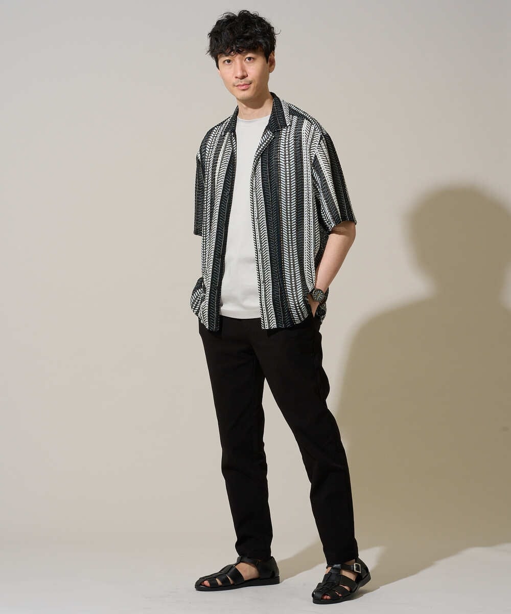 KHLGD37054 a.v.v MEN(アー・ヴェ・ヴェ) 人気のベーシック【 WEB限定 】スーパーストレッチ セミワイドパンツ（シーズンレス） ブラック