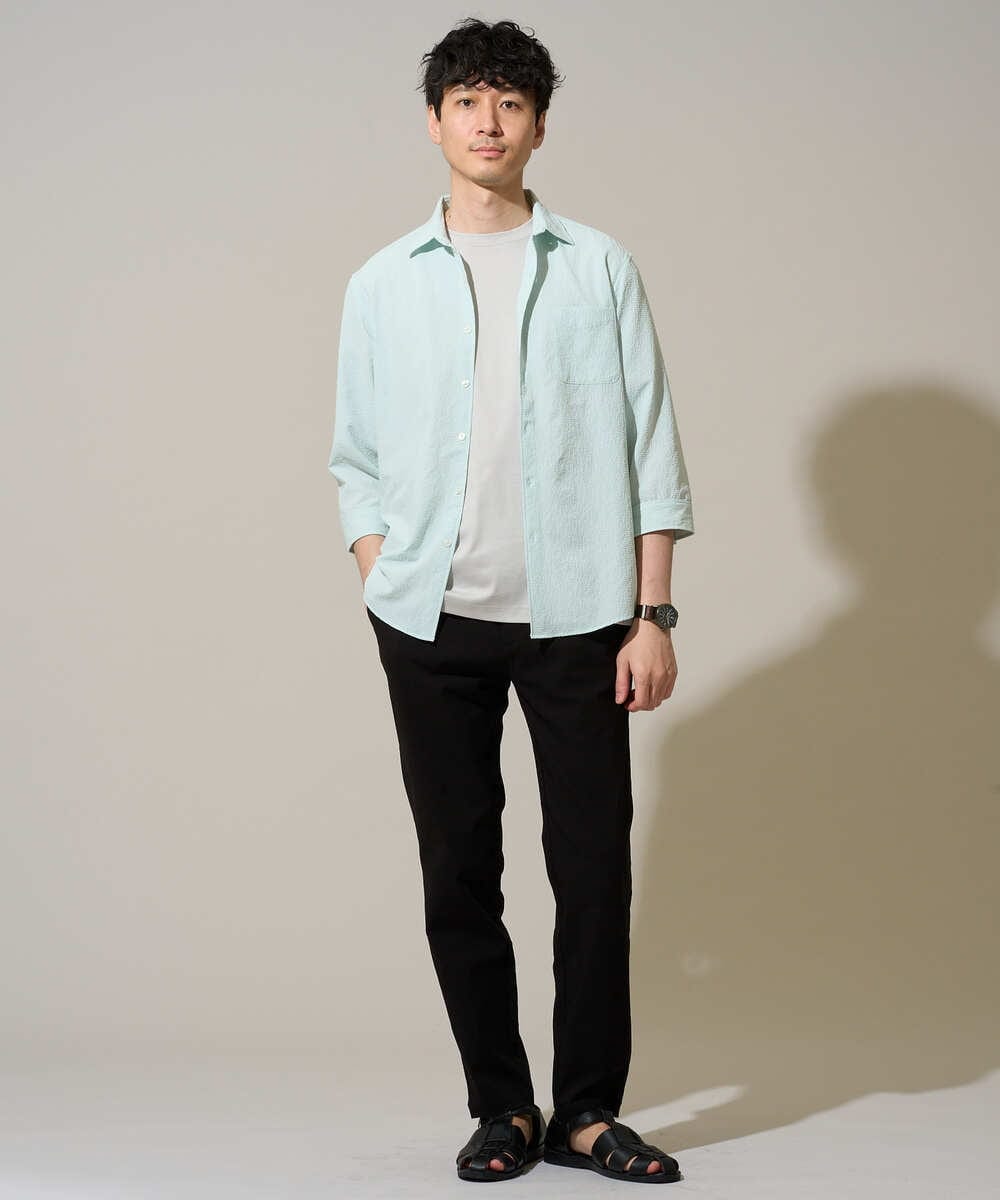 KHLGD37054 a.v.v MEN(アー・ヴェ・ヴェ) 人気のベーシック【 WEB限定 】スーパーストレッチ セミワイドパンツ（シーズンレス） ブラック