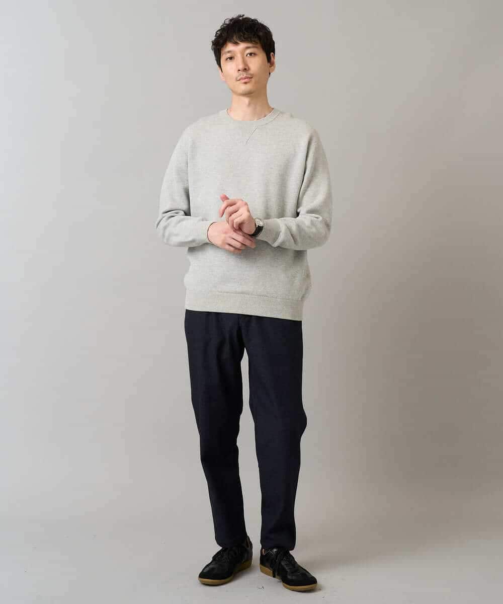 KHLLA26064 a.v.v MEN(アー・ヴェ・ヴェ) 【イージーケア】デニムライクストレッチ裏起毛テーパードパンツ【洗濯機で洗える】〈ON/OFF SERIES〉 ブラック