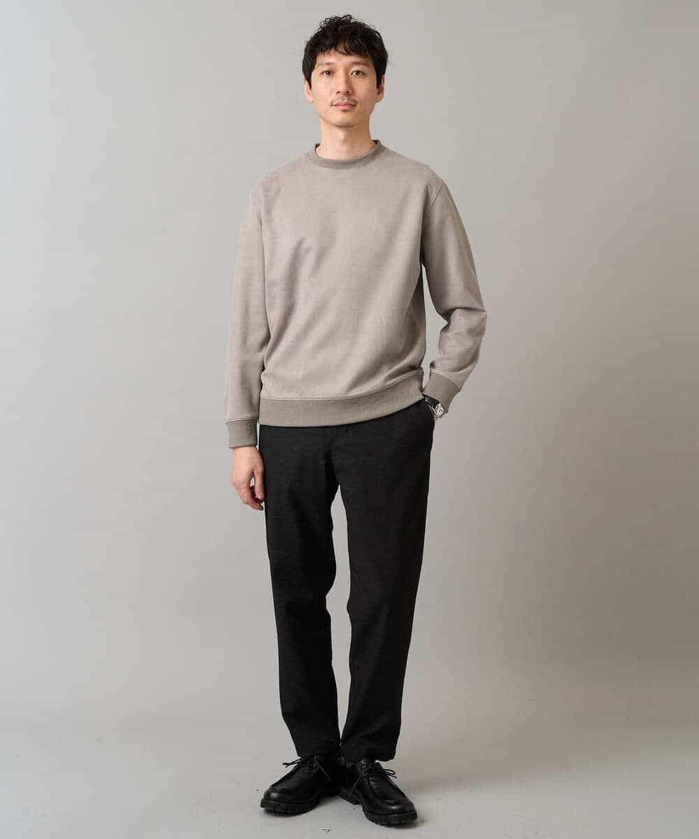 KHLLA26064 a.v.v MEN(アー・ヴェ・ヴェ) 【イージーケア】デニムライクストレッチ裏起毛テーパードパンツ【洗濯機で洗える】〈ON/OFF SERIES〉 ブラック