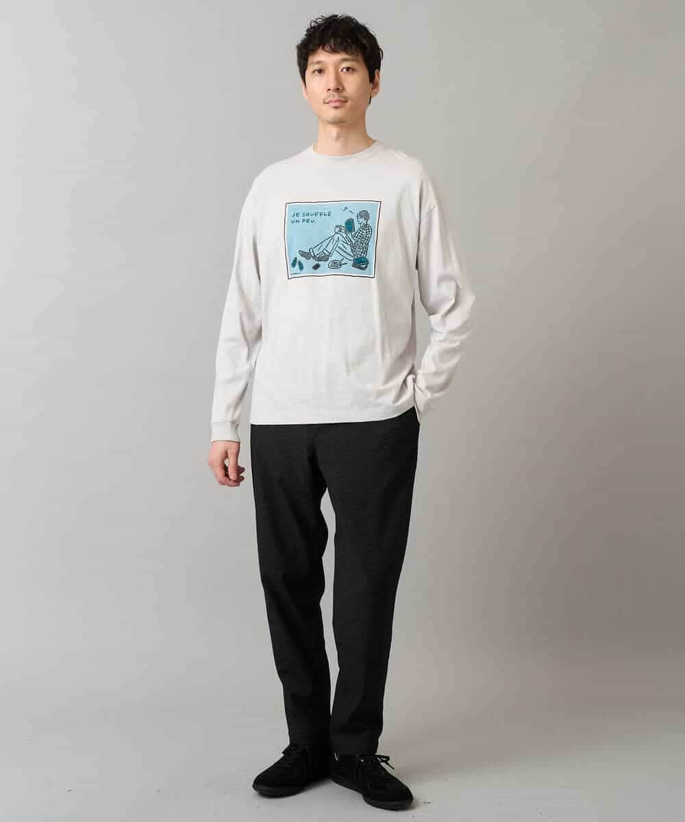 KHLLA26064 a.v.v MEN(アー・ヴェ・ヴェ) 【イージーケア】デニムライクストレッチ裏起毛テーパードパンツ【洗濯機で洗える】〈ON/OFF SERIES〉 ブラック