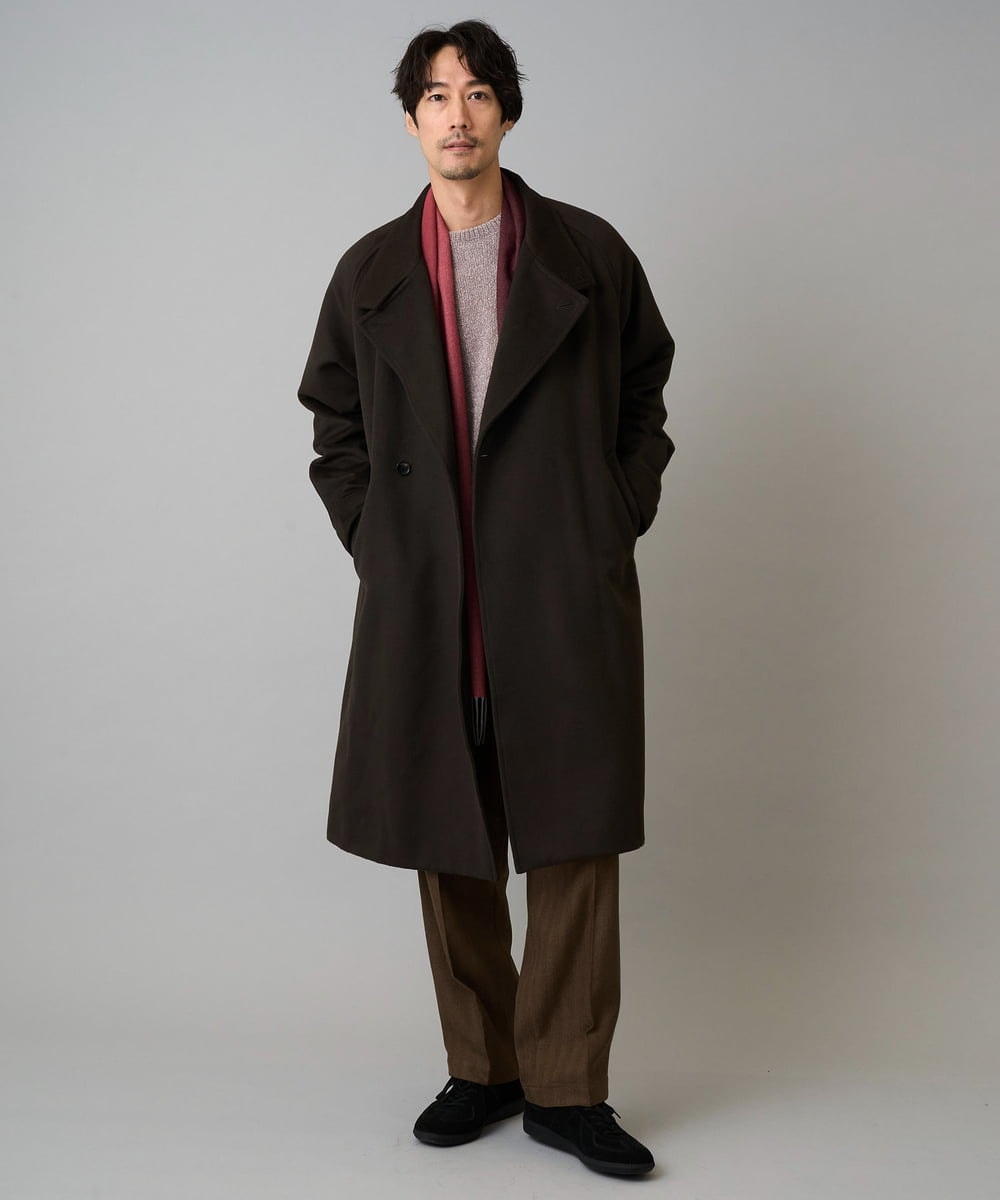 KHLLA29069 a.v.v MEN(アー・ヴェ・ヴェ) 【イージーケア/毛玉になりにくい】ヘリンボーンベルト付イージーワイドスラックス【ストレッチ/洗濯機で洗える】セットアップ対応 ブラック