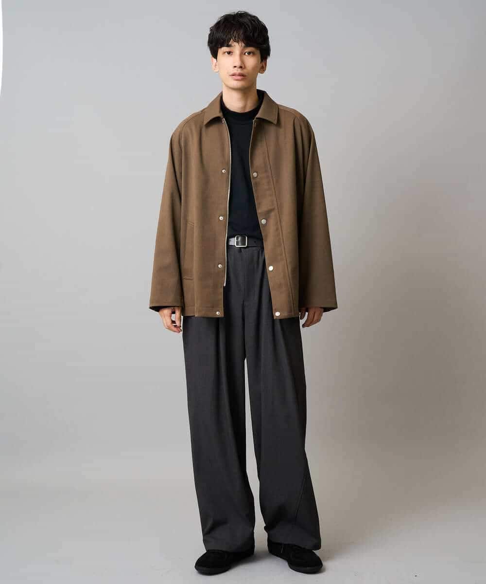 KHLLA31069 a.v.v MEN(アー・ヴェ・ヴェ) 【毛玉になりにくい/ストレッチ】ツイルストレッチ切替オーバーパンツ【洗濯機で洗える】 ブラック