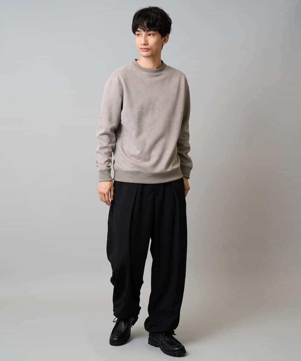 KHLLA31069 a.v.v MEN(アー・ヴェ・ヴェ) 【毛玉になりにくい/ストレッチ】ツイルストレッチ切替オーバーパンツ【洗濯機で洗える】 ブラック