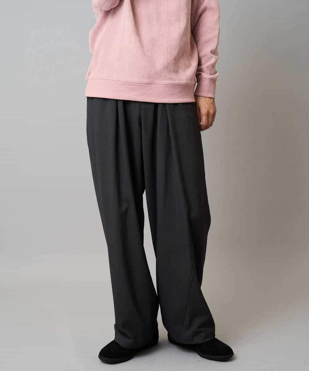 KHLLA31069 a.v.v MEN(アー・ヴェ・ヴェ) 【毛玉になりにくい/ストレッチ】ツイルストレッチ切替オーバーパンツ【洗濯機で洗える】 ブラック