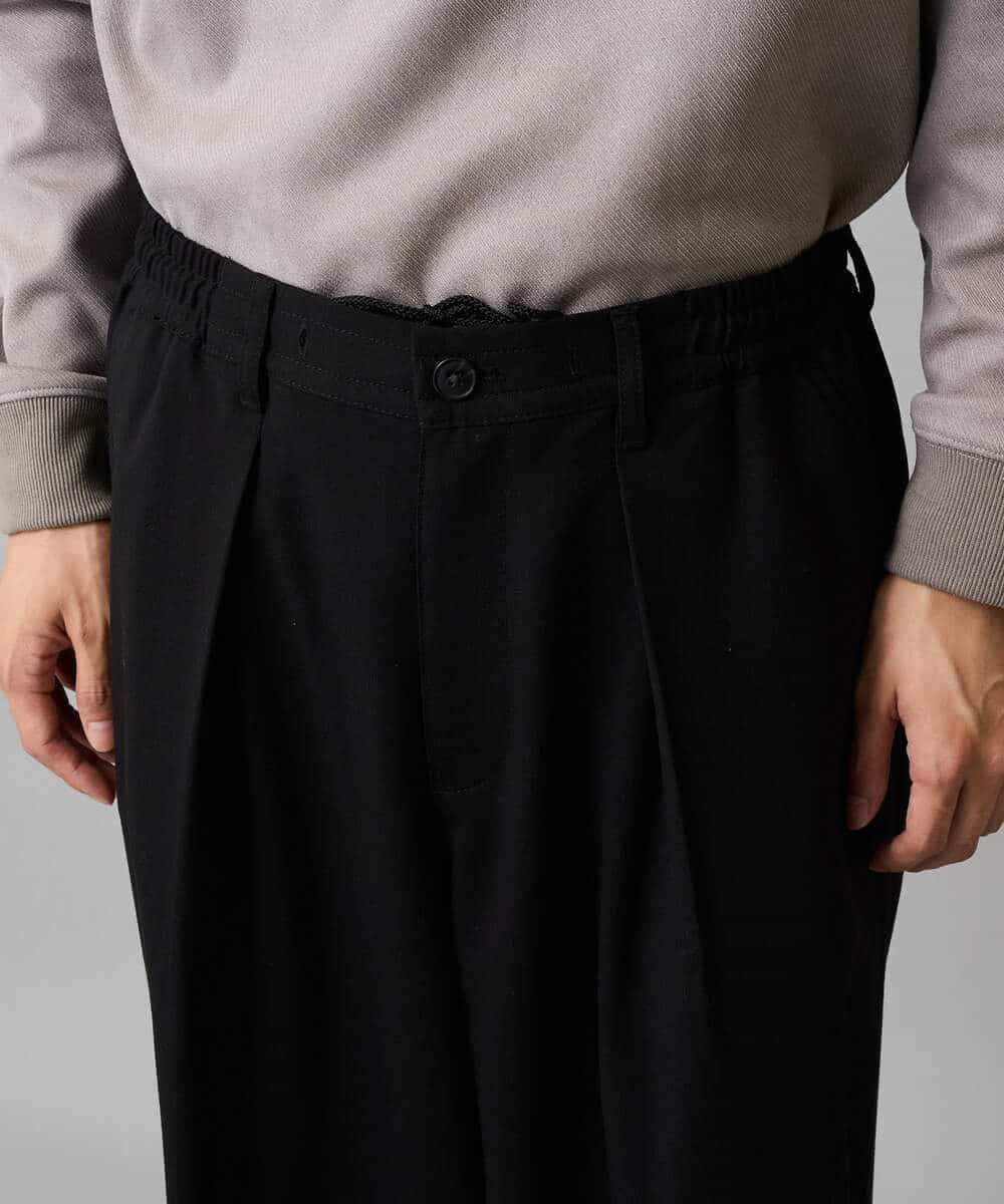 KHLLA31069 a.v.v MEN(アー・ヴェ・ヴェ) 【毛玉になりにくい/ストレッチ】ツイルストレッチ切替オーバーパンツ【洗濯機で洗える】 ブラック