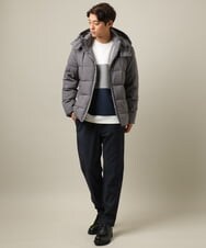 KHLLV26059 a.v.v MEN(アー・ヴェ・ヴェ) 【ON/OFF兼用】シャンブレー裏起毛スマートテーパードパンツ(セットアップ可） ネイビー