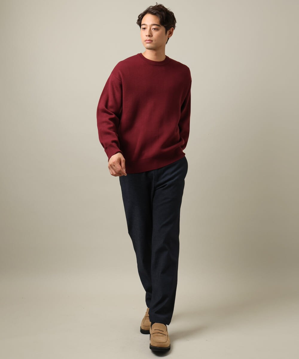 KHLLV26059 a.v.v MEN(アー・ヴェ・ヴェ) 【ON/OFF兼用】シャンブレー裏起毛スマートテーパードパンツ(セットアップ可） ネイビー