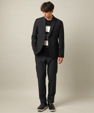 KHLLV26059 a.v.v MEN(アー・ヴェ・ヴェ) 【ON/OFF兼用】シャンブレー裏起毛スマートテーパードパンツ(セットアップ可） ネイビー