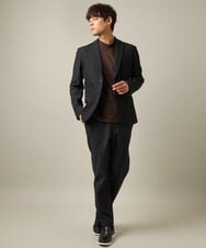 KHLLV26059 a.v.v MEN(アー・ヴェ・ヴェ) 【ON/OFF兼用】シャンブレー裏起毛スマートテーパードパンツ(セットアップ可） ネイビー