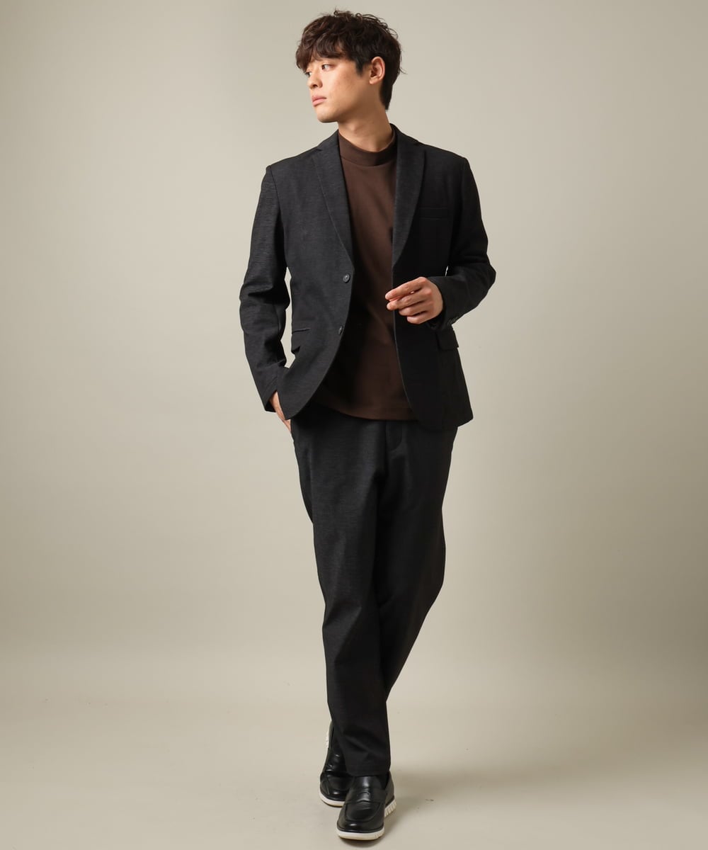 KHLLV26059 a.v.v MEN(アー・ヴェ・ヴェ) 【ON/OFF兼用】シャンブレー裏起毛スマートテーパードパンツ(セットアップ可） ネイビー
