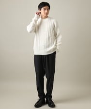 KHLLV26059 a.v.v MEN(アー・ヴェ・ヴェ) 【ON/OFF兼用】シャンブレー裏起毛スマートテーパードパンツ(セットアップ可） ネイビー