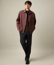 KHLLV26059 a.v.v MEN(アー・ヴェ・ヴェ) 【ON/OFF兼用】シャンブレー裏起毛スマートテーパードパンツ(セットアップ可） ネイビー