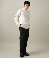 KHLLV26059 a.v.v MEN(アー・ヴェ・ヴェ) 【ON/OFF兼用】シャンブレー裏起毛スマートテーパードパンツ(セットアップ可） ネイビー