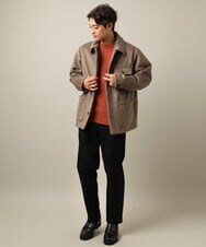 KHLLV26059 a.v.v MEN(アー・ヴェ・ヴェ) 【ON/OFF兼用】シャンブレー裏起毛スマートテーパードパンツ(セットアップ可） ネイビー