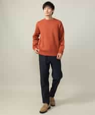 KHLLV26059 a.v.v MEN(アー・ヴェ・ヴェ) 【ON/OFF兼用】シャンブレー裏起毛スマートテーパードパンツ(セットアップ可） ネイビー