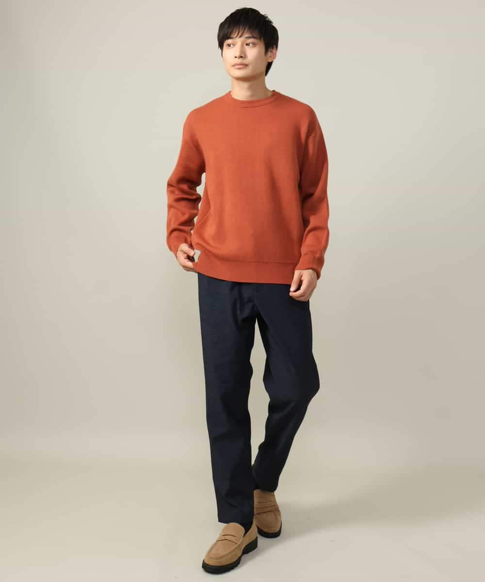 KHLLV26059 a.v.v MEN(アー・ヴェ・ヴェ) 【ON/OFF兼用】シャンブレー裏起毛スマートテーパードパンツ(セットアップ可） ネイビー