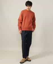 KHLLV26059 a.v.v MEN(アー・ヴェ・ヴェ) 【ON/OFF兼用】シャンブレー裏起毛スマートテーパードパンツ(セットアップ可） ネイビー