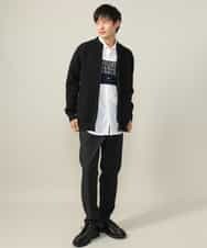 KHLLV26059 a.v.v MEN(アー・ヴェ・ヴェ) 【ON/OFF兼用】シャンブレー裏起毛スマートテーパードパンツ(セットアップ可） ネイビー