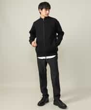 KHLLV26059 a.v.v MEN(アー・ヴェ・ヴェ) 【ON/OFF兼用】シャンブレー裏起毛スマートテーパードパンツ(セットアップ可） ネイビー