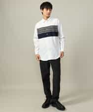 KHLLV26059 a.v.v MEN(アー・ヴェ・ヴェ) 【ON/OFF兼用】シャンブレー裏起毛スマートテーパードパンツ(セットアップ可） ネイビー